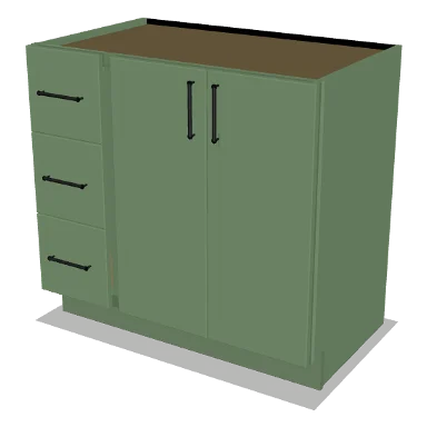 VSD36L cabinet in Micro Shaker Sage Green
