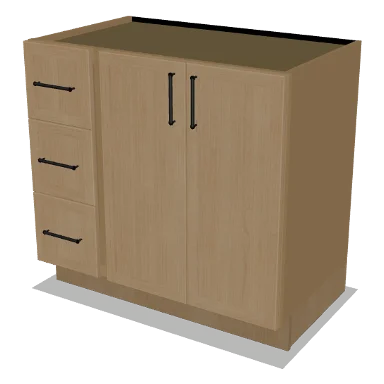 VSD36L cabinet in Micro Shaker White Oak