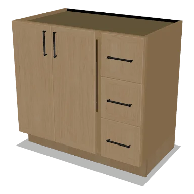 VSD36R cabinet in Micro Shaker White Oak