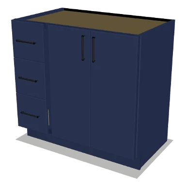 VSD36L cabinet in Shaker Navy Blue
