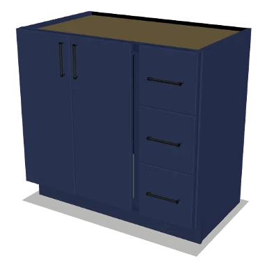 VSD36R cabinet in Shaker Navy Blue