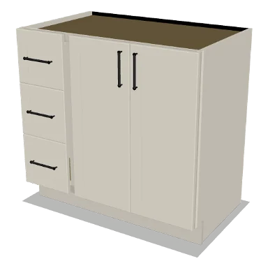 VSD36L cabinet in Shaker Soft White
