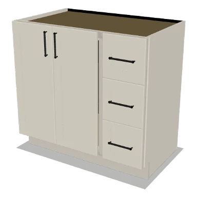 VSD36R cabinet in Shaker Soft White