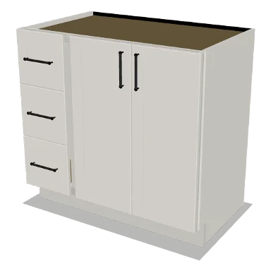 VSD36L cabinet in Shaker Bright White