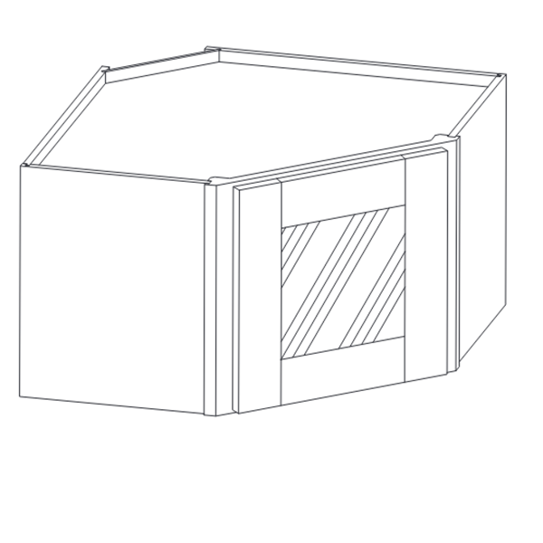 PAINTED GLASS DOOR WALL DIAGONAL CORNER CABINET diagram