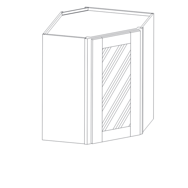 PAINTED GLASS DOOR WALL DIAGONAL CORNER CABINET diagram