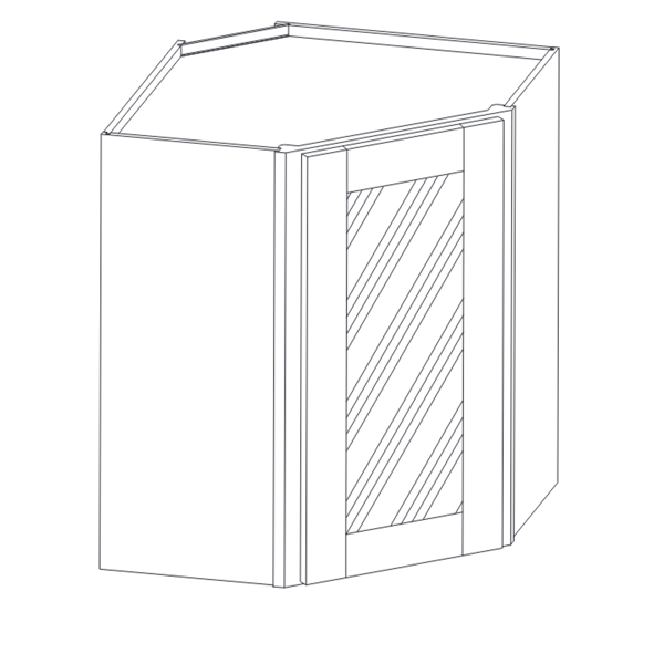 PAINTED GLASS DOOR WALL DIAGONAL CORNER CABINET diagram
