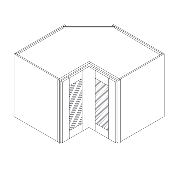 PAINTED GLASS DOOR PIE CUT CORNER CABINET diagram